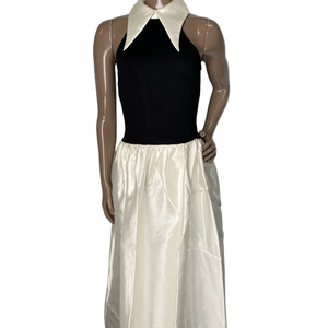 Flat White Collared Fit & Flare Maxi Dress White XS